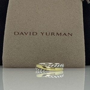David Yurman 925 & 18k gold crossover ring size 5